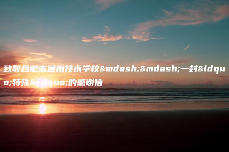 致敬合肥市通用技術(shù)學(xué)?！环狻疤厥狻钡母兄x信