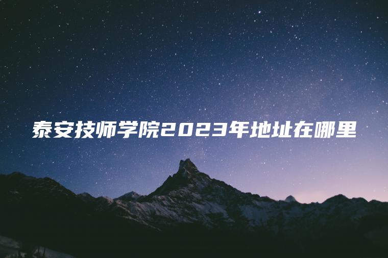 泰安技師學(xué)院2023年地址在哪里