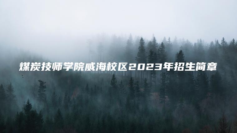 煤炭技師學(xué)院威海校區2023年招生簡(jiǎn)章