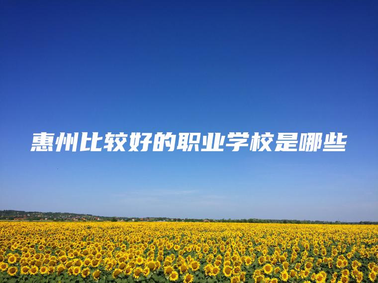 惠州比較好的職業(yè)學(xué)校是哪些